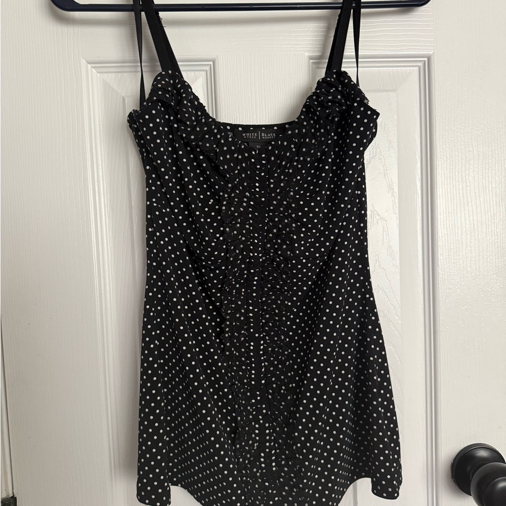 White House Black Market Black Polka Dot Women's Top